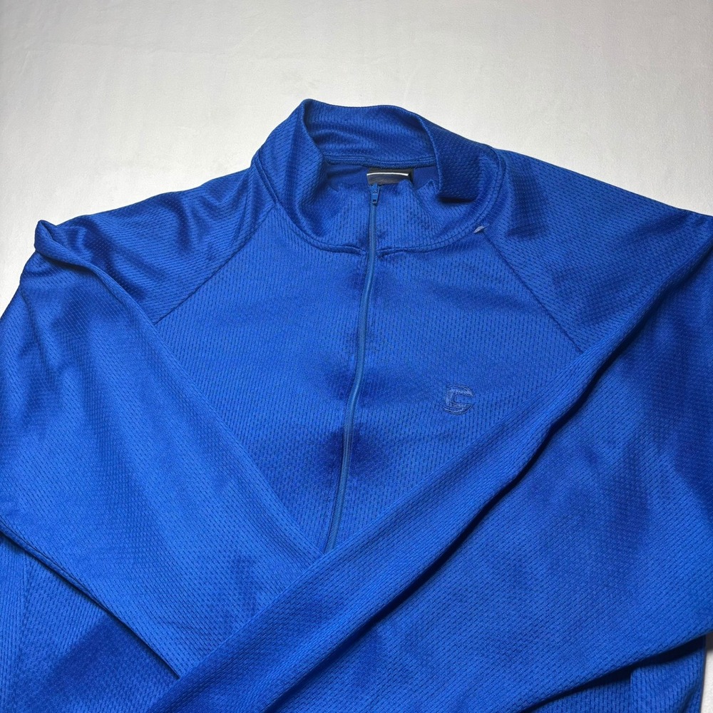 Cannondale Cycling Jersey Mens Large Blue Half Zip Made in USA Mesh Breathable